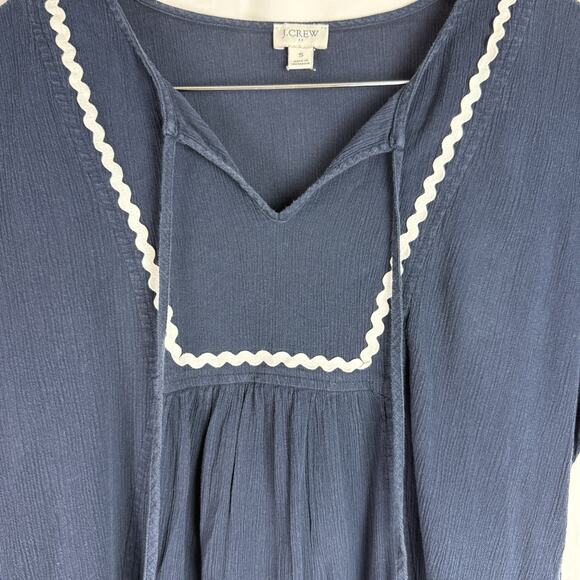 J Crew‎ Women’s Rick rack Navy Blouse Size S 100% Cotton Summer - Picture 3 of 15